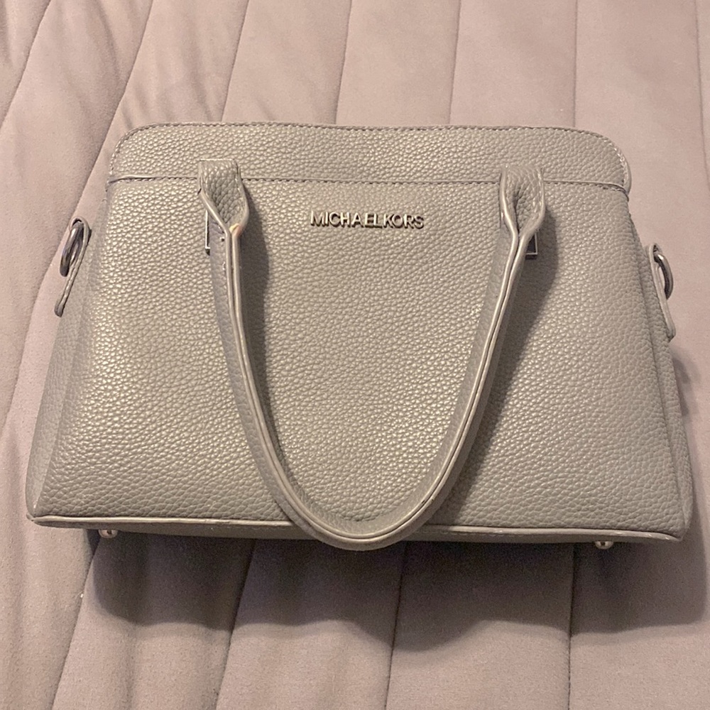Gently used, Michael Kors gray leather handbag.